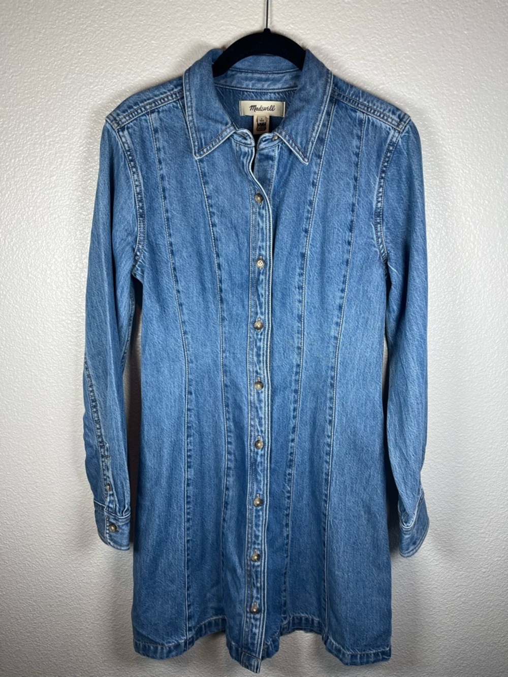 NWT Madewell Seamed Mini Dress in Ramey Wash: Airy Denim Edition Women's 2 - Picture 4 of 14